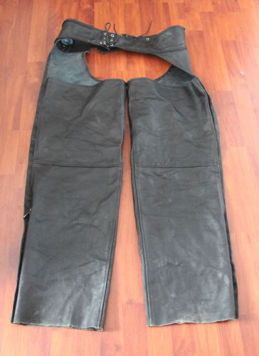 Vintage mens bull faster 3 xl leather motorcycle riding chaps pants black