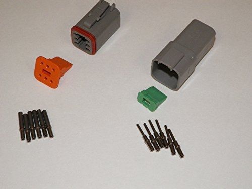 Deutsch dt series 6 pin connector kit w/barrel style terminals 16-20 awg