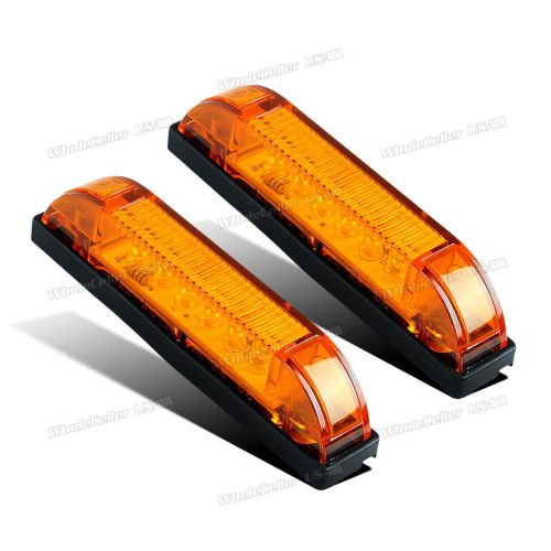 2x 4&#034; led marker amber light slim line led utility strip 6 diodes boat lighting