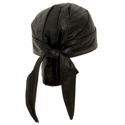 Motorcycle skull cap - genuine leather - black