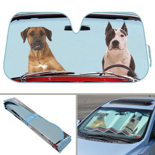 2 dogs auto sun shade for car suv truck foil jumbo folding accordion windshield