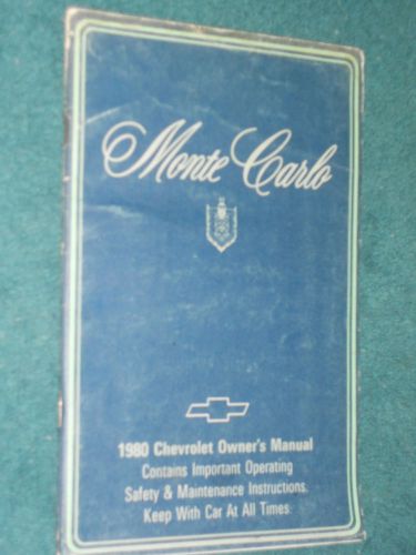 1980 chevrolet / monte carlo owner&#039;s manual / original guide book