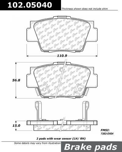 Centric 102.05040 brake pad or shoe, rear-c-tek metallic brake pads-preferred