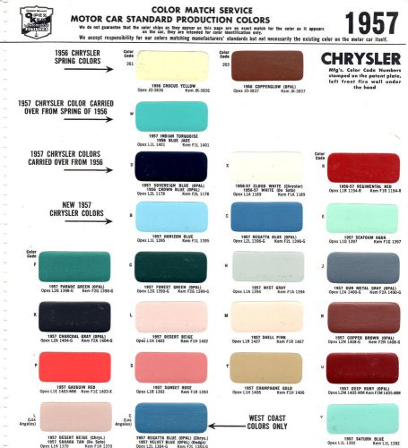 1956 1957 chrysler imperial windsor saratoga paint chips 57 sherwin williams 3