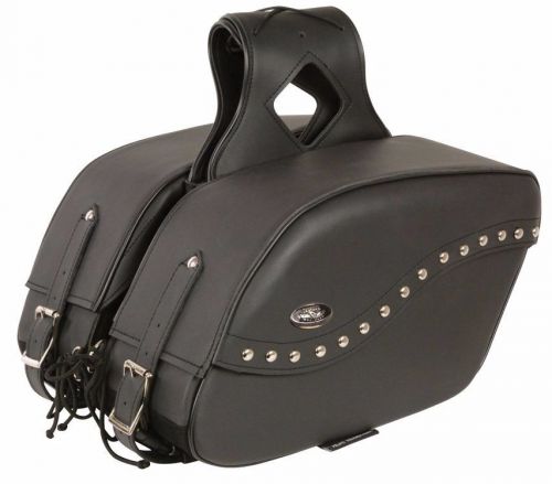 Two piece motorcycle studded pvc saddlebag cruiser style w/gun holster black new