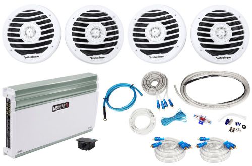 4) rockford fosgate pm2652x 6.5&#034; marine speakers+mb quart 5-ch amplifier+amp kit