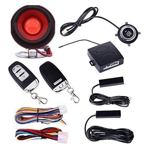 Passive keyless entry car alarm system w push button start remote engine starter