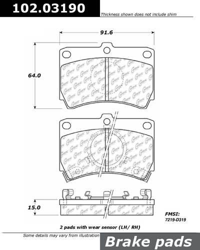 Centric 102.03190 brake pad or shoe, front-c-tek metallic brake pads