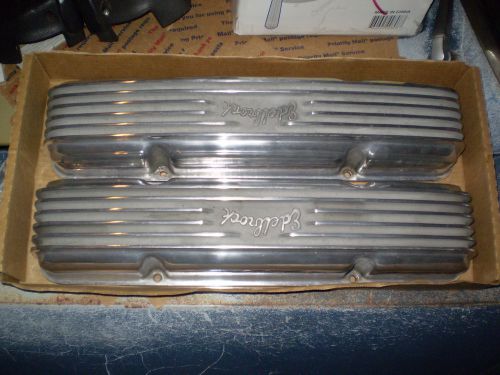 Edelbrock   vintage old school  aluminum  valve covers  50&#039;s ? 60&#039;s ?