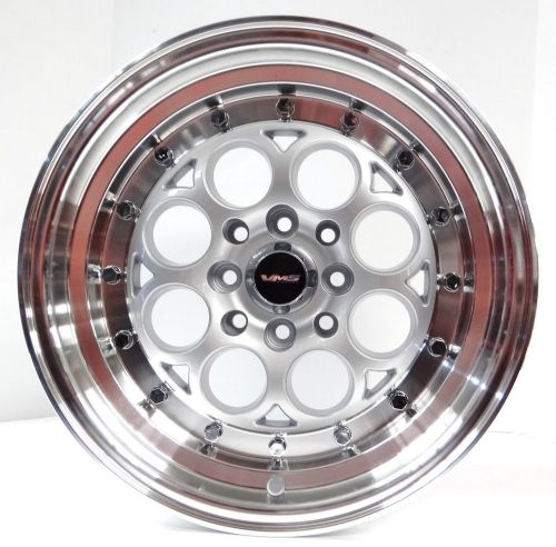 4x  15x8 silver vms racing revolver rims wheels 4x100 et20 civic miata drag race