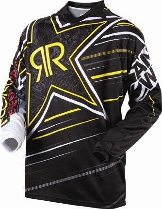 Youth l large rockstar motorbike mx bmx jersey colab black kids childrens