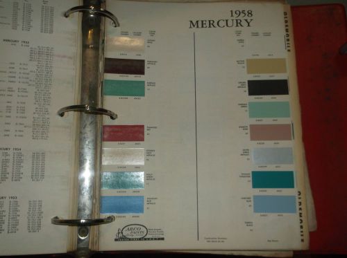 1958 mercury color chip sheet brochure