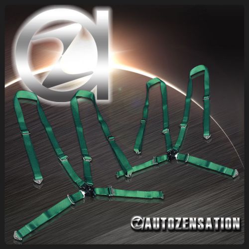 2pcs 4 point harness camlock jdm racing seat belts green