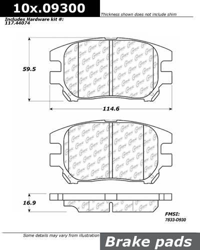 Centric 105.09300 brake pad or shoe, front