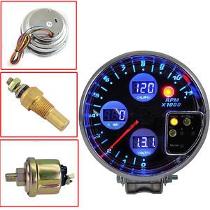 New car 5&#034; digital 4 in 1 tachometer water temp volt oil press gauge#2