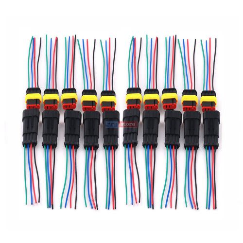 10 sets 4 pin car waterproof electrical connector plug harness wire awg marine