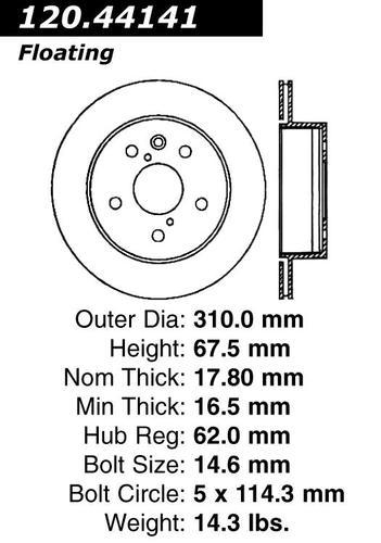 Centric 120.44141 rear brake rotor/disc-premium rotor-preferred