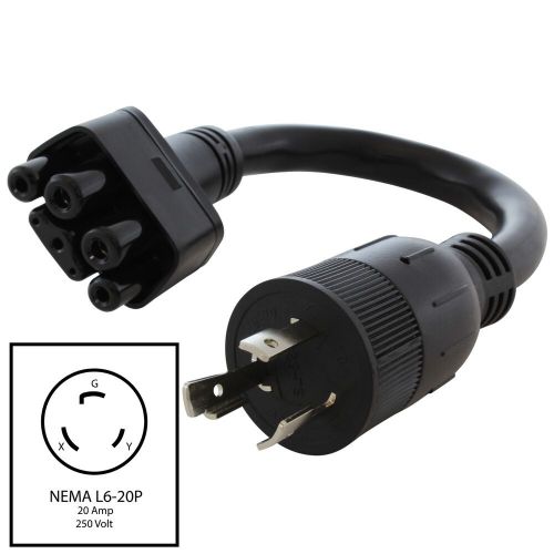 1ft level 2 nema l6-20 adapter for tesla ev charging with pre-set 16 amp limit