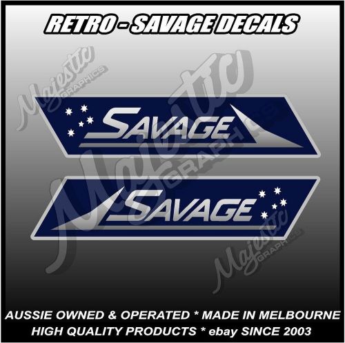 Savage - 360mm x 80mm x 2 - left &amp; right pair - boat decals / stickers - retro