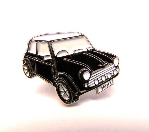 A classic black mini cooper enamel metal pin badge