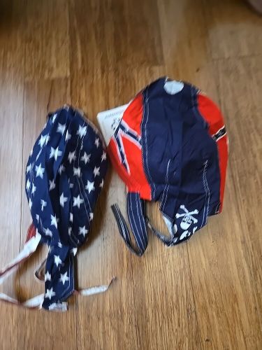 Zan® flydanna® cotton vintage american flag head gear red white blue  skull