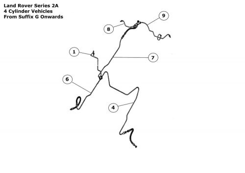 ! land rover series 2a 88&#034; rhd brake pipe line set kit copper nickel 1291r rhs
