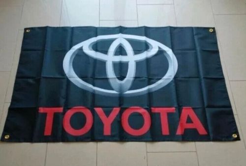 Toyota logo car 3x5 ft black flag / banner garage mane cave wall decore