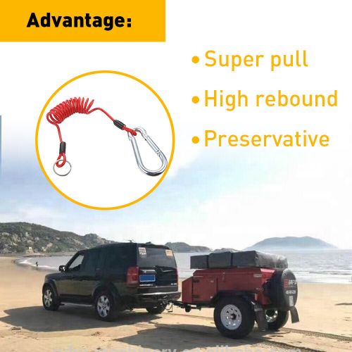 6ft breakaway trailer spring trailer cable safety rope coiled brake away cable