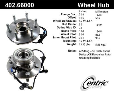 Centric 402.66000e front wheel bearing & hub assy