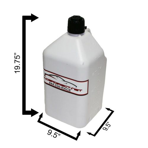 Racerdirect.net  5 gallon utility fuel dump jug with fill hose white