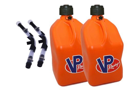 Vp fuel 2 pack orange square 5 gallon race fuel jug + hoses &amp; hose bender