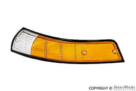 Porsche turn signal lens, left, euro, black trim (69-73) 91163194300--rep