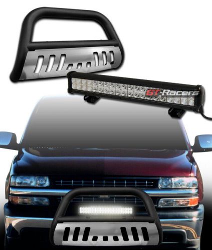 Matte blk bull bar guard+skid+120w cree led light for 99+ silverado/sierra 1500