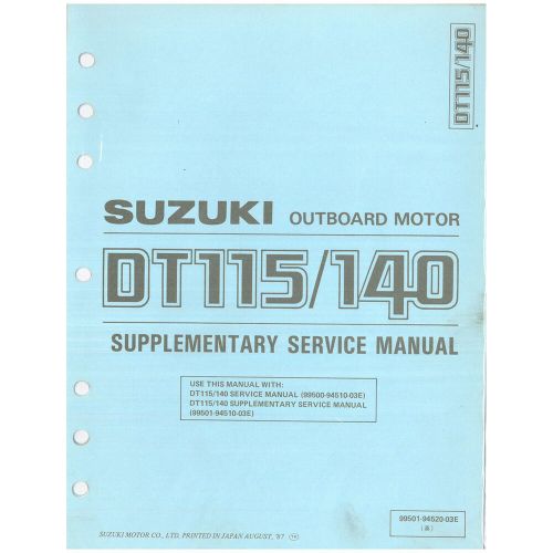 Suzuki outboard marine 1989 dt4 supplementary service manual 99501-98600-03e