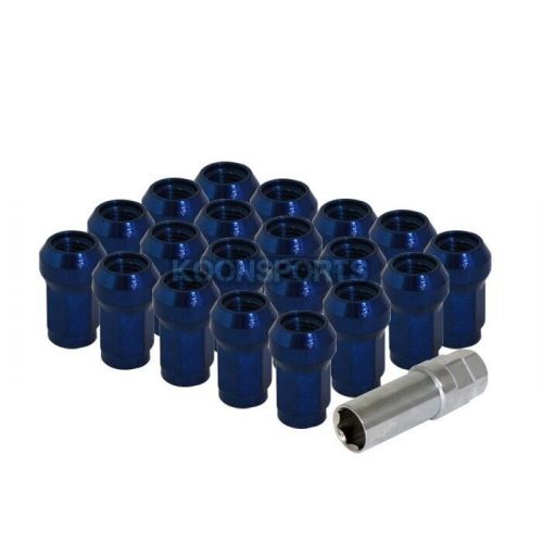 M12 x 1.25mm 20pcs jdm extended wheel rim pthch short acorn lug nuts +1 key blue