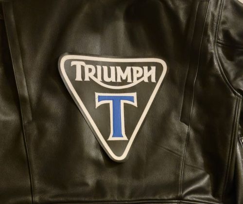 Triumph motorcycles blue t patent plate back patch. sew on type. nice new