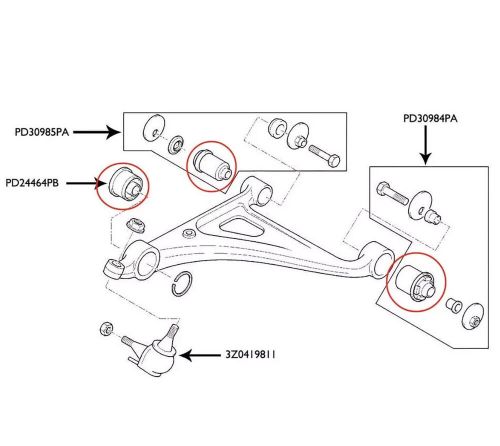 6pcs front lower control arm bushing for bentley arnage