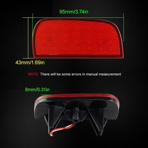 2x red lens rear bumper reflector led marker brake light for 2016-19 honda civic