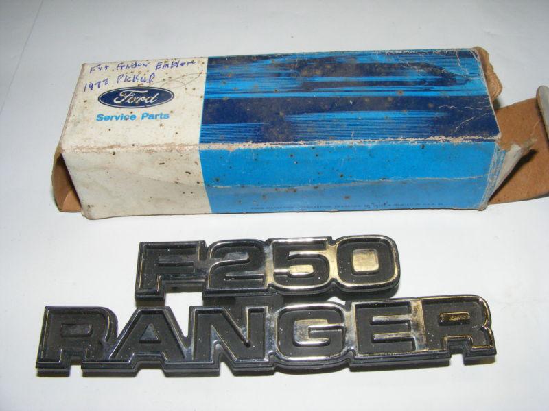 1977 ford f250 ranger pickup name plate front fender nos new old d7tz-16720-c