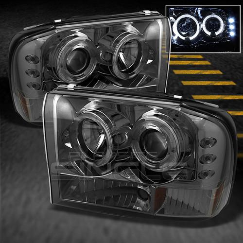 99-04 f250/f350 / 99-05 excursion smoked halo led projector head lights smoke