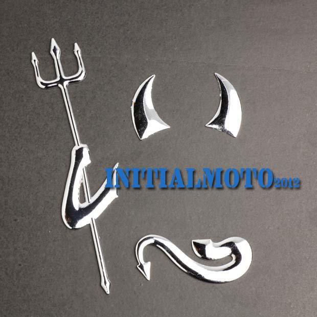 Universal car truck suv 3d devil chrome silvery steel logo emblem decal sticker