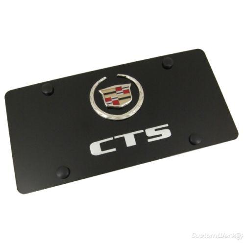 Cadillac chrome logo + cts name on black license plate