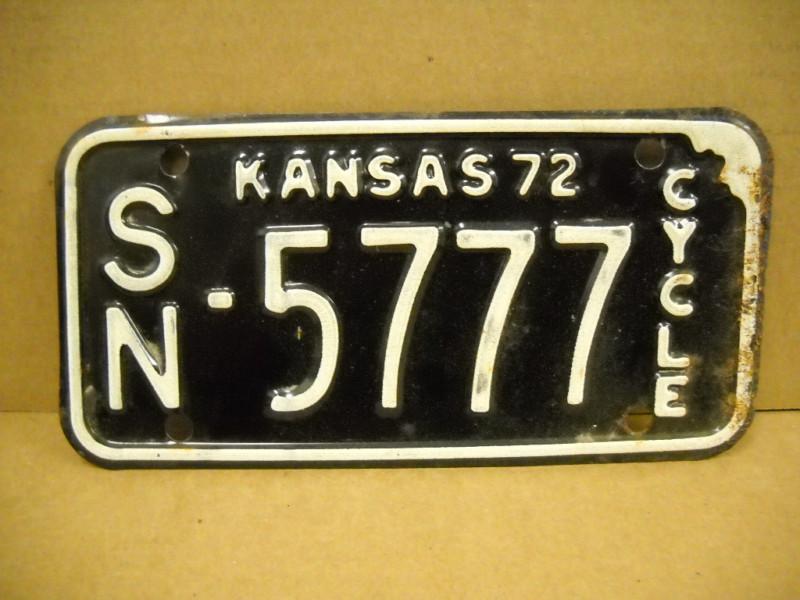 Kansas  motorcycle license plate nos 1972 harley triumph honda kawasaki suzuki