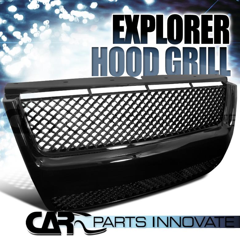 Ford 07-10 explorer sport trac mesh black front hood bumper grill grille