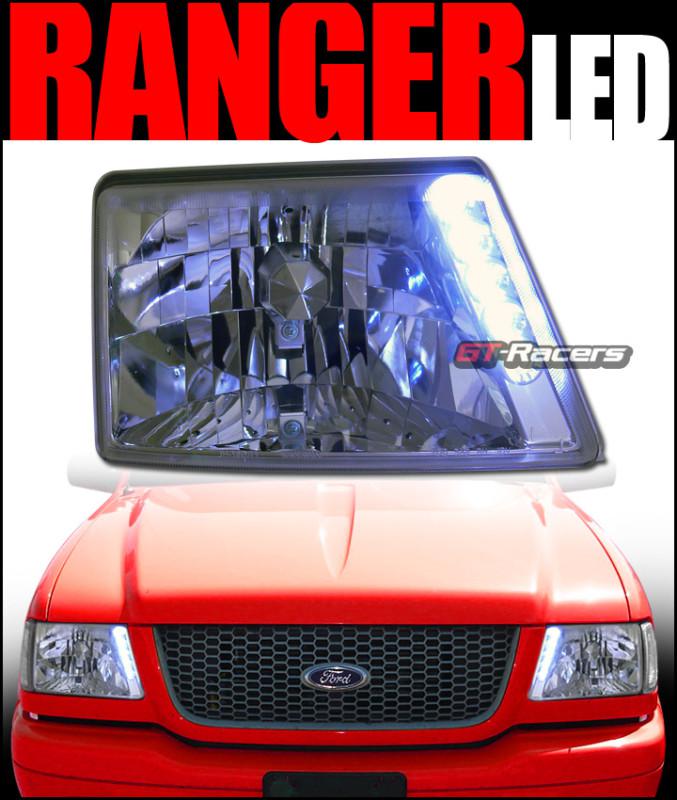 Factory style crystal clear drl led head lights lamps 98 99 00 ford ranger truck