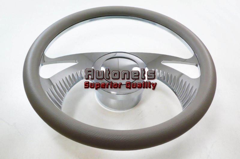 Gray boomerang camaro leather nova hot rod steering wheel aluminum horn adapter