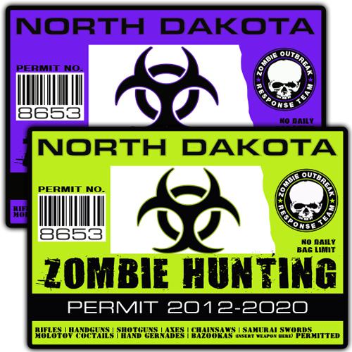 North dakota zombie outbreak response team decal zombie hunting permit sticker a