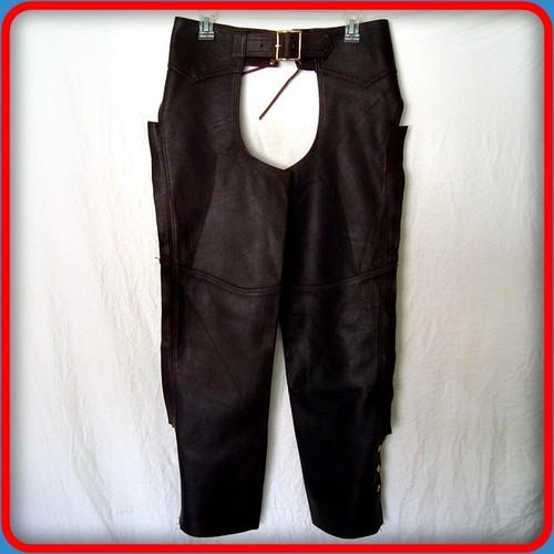 Usa made vtg soft  western leather motorcycle biker chaps pants mens xs brown