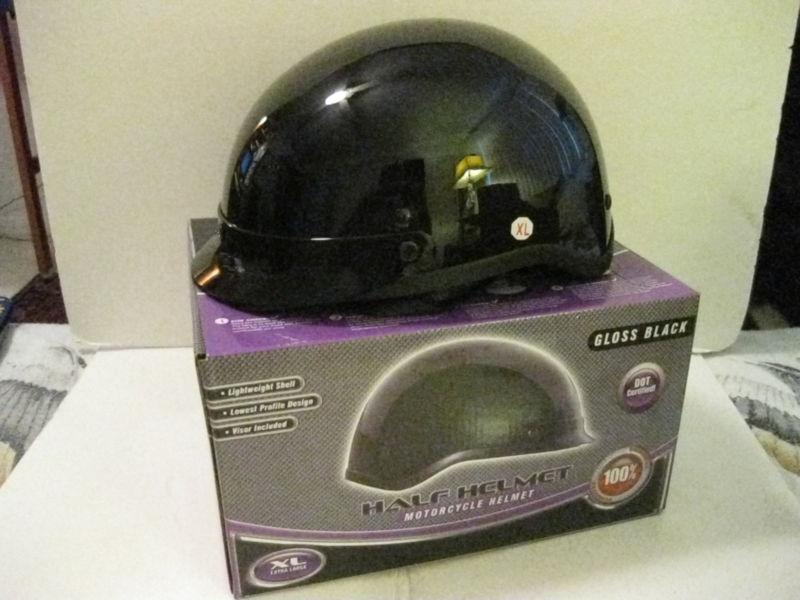 New i.o.b fuel 2012 gloss black motorcycle half helmet with visor size xl 