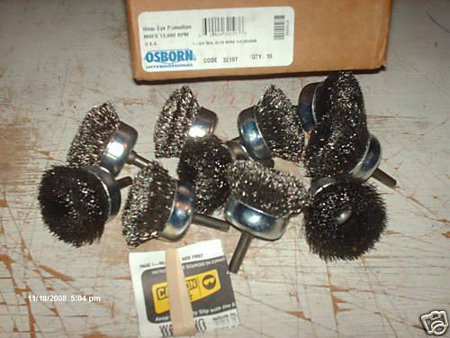 Lot of 10 osborn 1-3/4" dia 1/4" shank crimped wire brushes